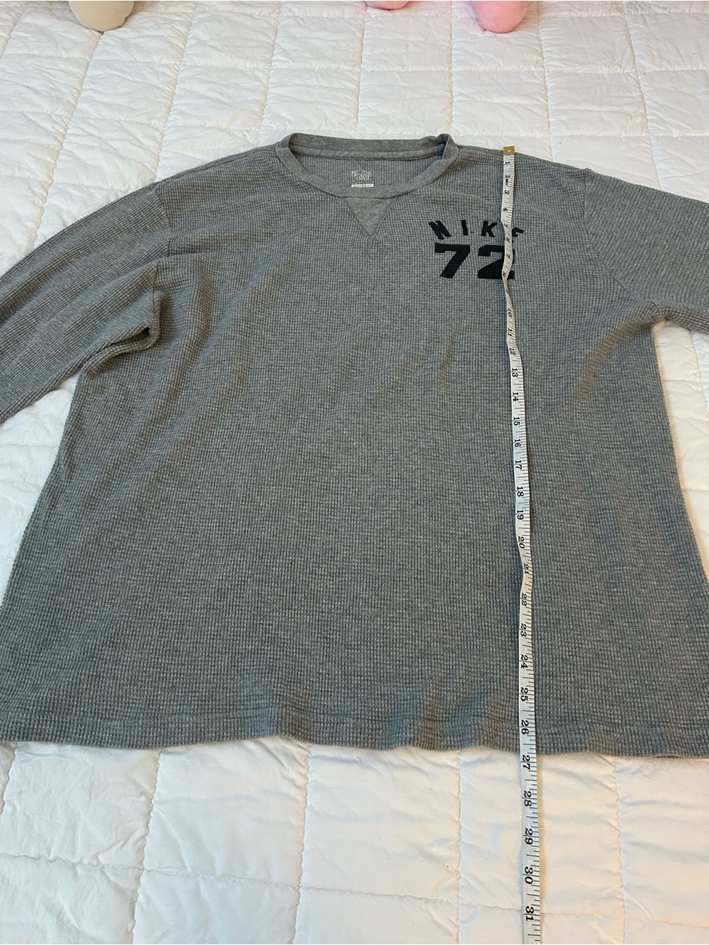 Nike Grey Waffle Knit '72 Long Sleeve Tee Crew Sweatshirt